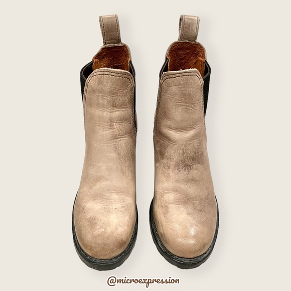 $399 Frye Sabrina Chelsea Vintage Tan/Taupe Leather Pull On Heeled Ankle Boot - Picture 10 of 16